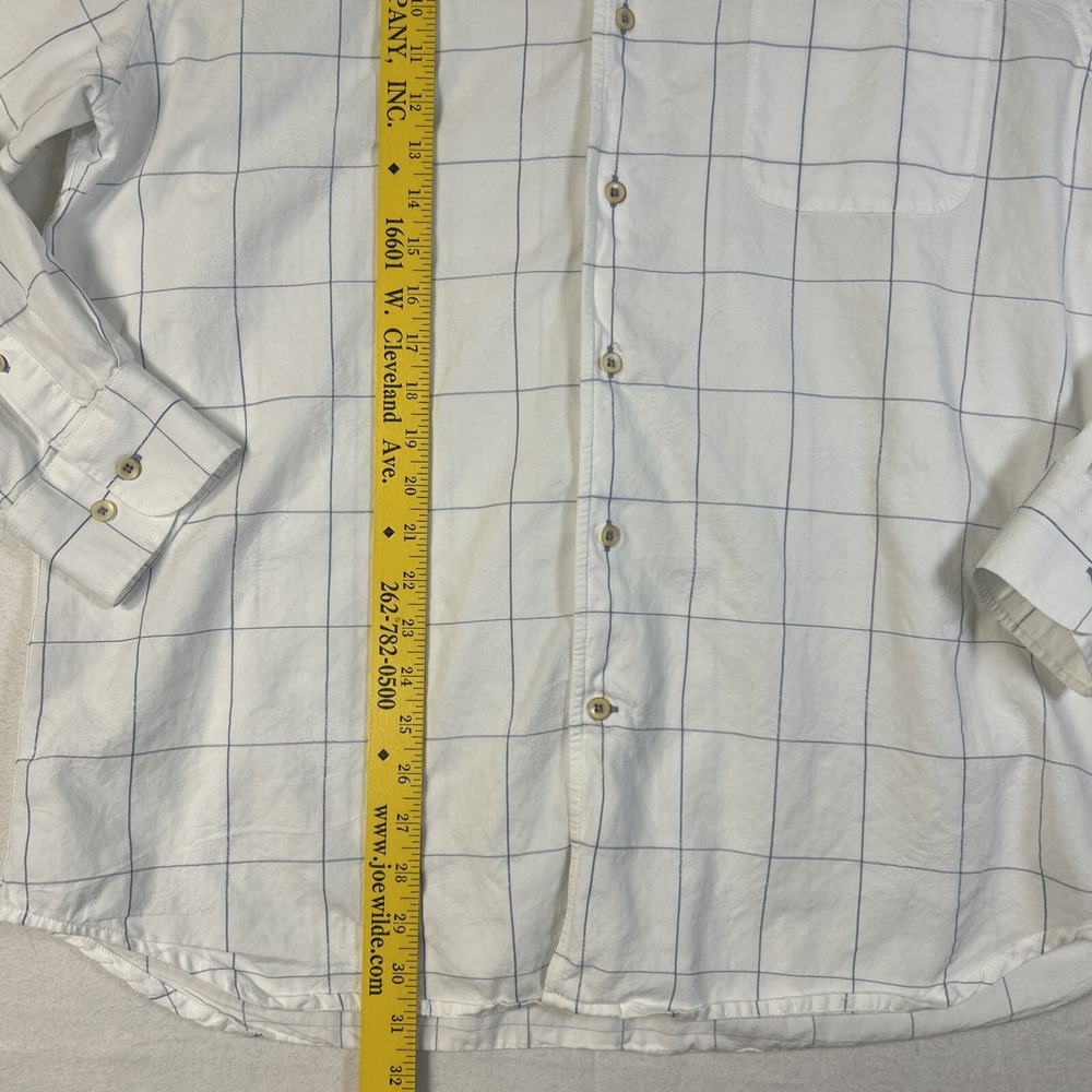 Tommy Bahama Mens XL Button Down Shirt White Blue Windowpane Fern Long Sleeve - Picture 3 of 11